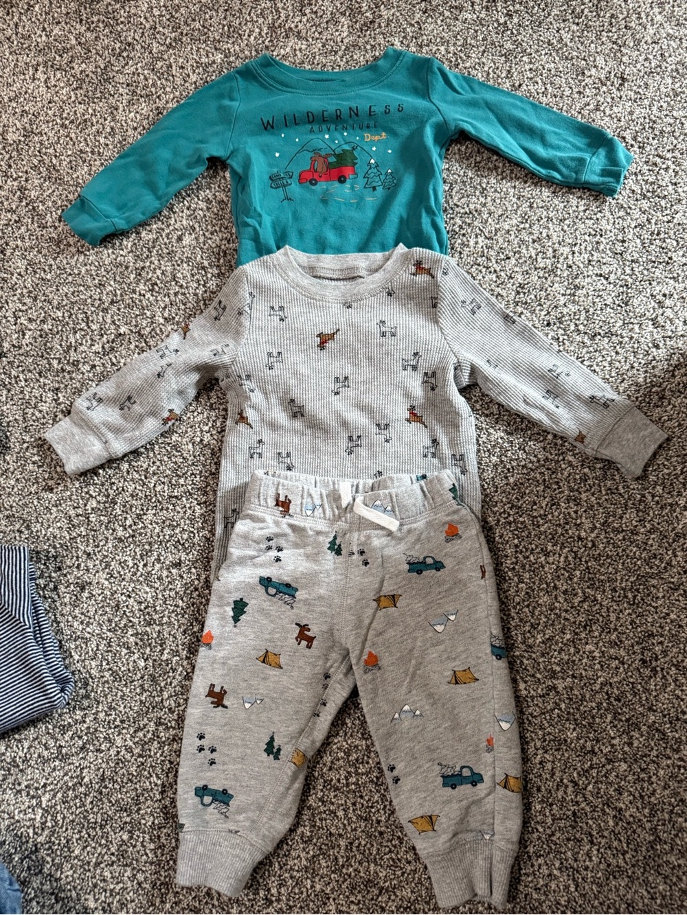 Carter's Teal & Gray Camping-Themed Kids Pajama Set